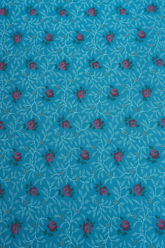 Pink Roses and Vines on Turquoise