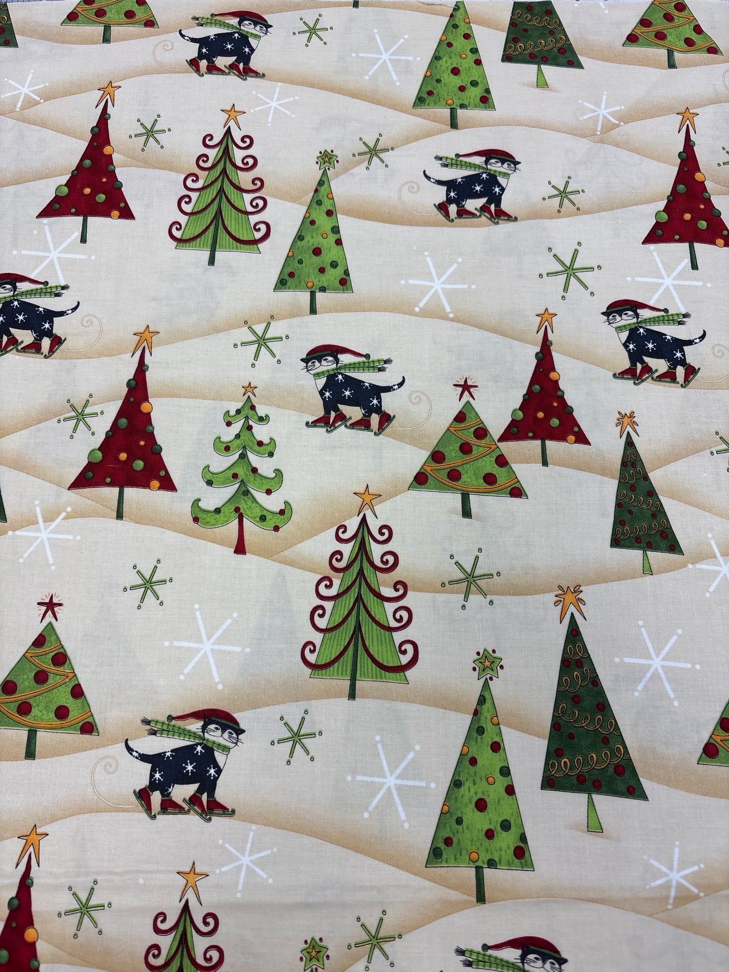 Hip Holiday - Ice Skating Cats on Taupe