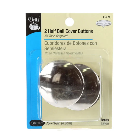 Dritz 2 Half Ball Cover Buttons - Size 75 - 1 7/8” (4.8cm)