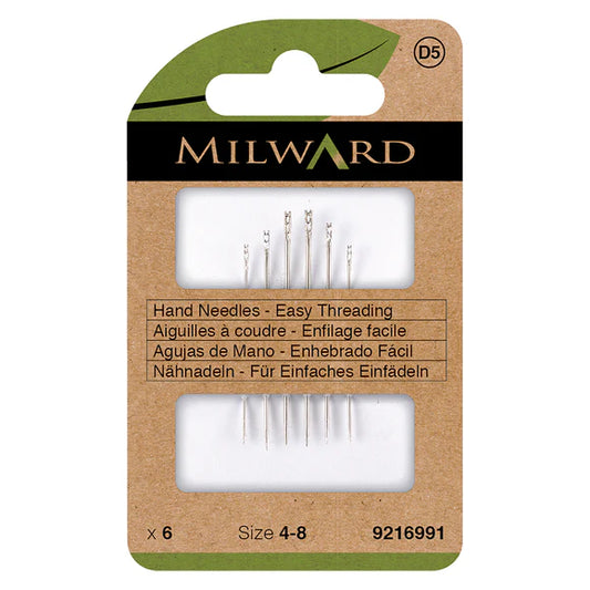 Hand Needles - Easy Threading - Size 4-8 - 6 Pack