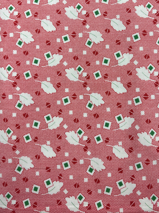 Red Feedsack Leaf Toss - Wilmington Fabric