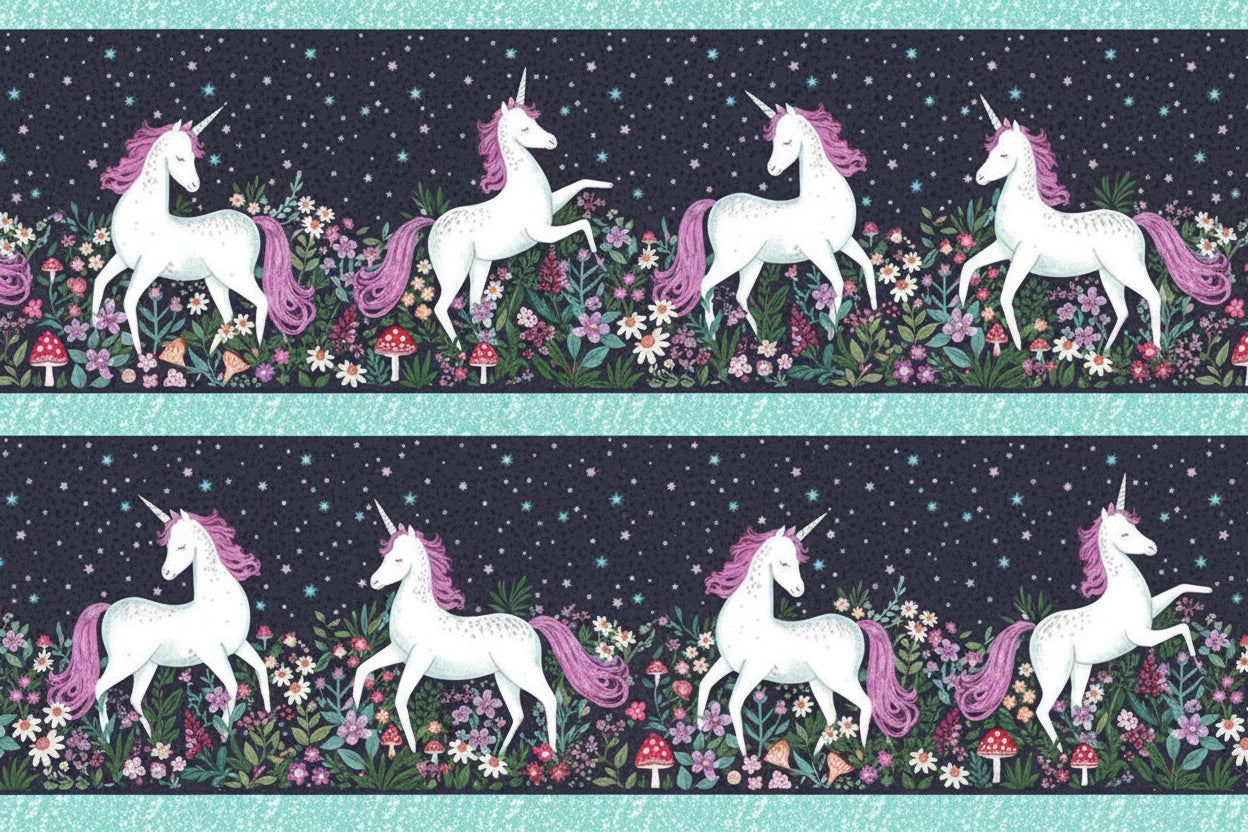 Unicorn Dreams - Border Print - Northcott