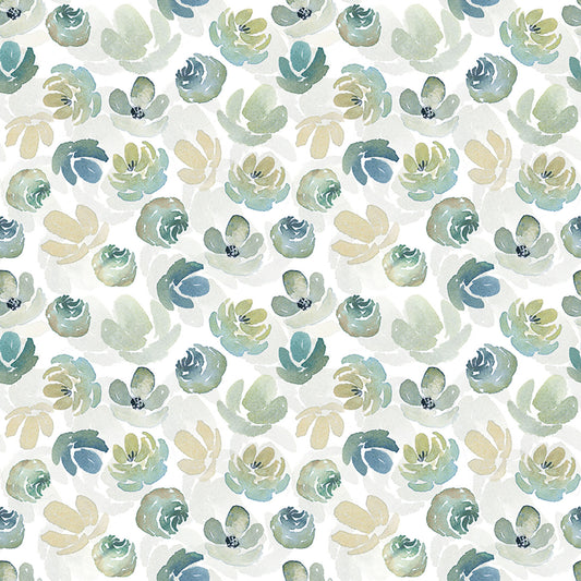 Enchanted Floral Toss - White/Turquoise