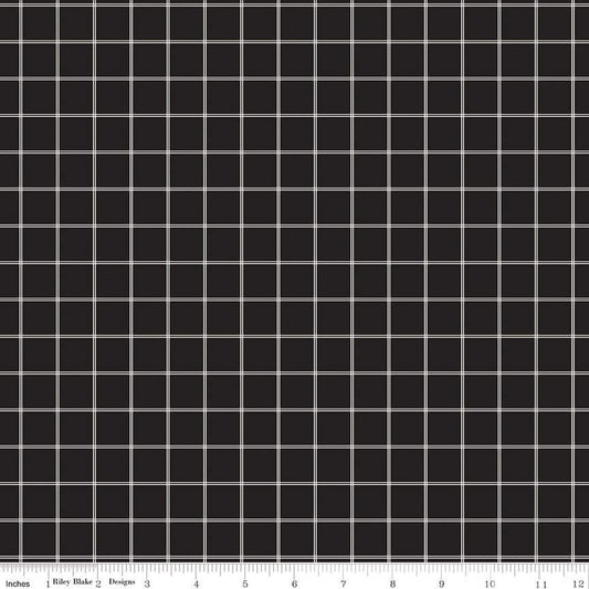 Midnight Meadow - Grid - Black