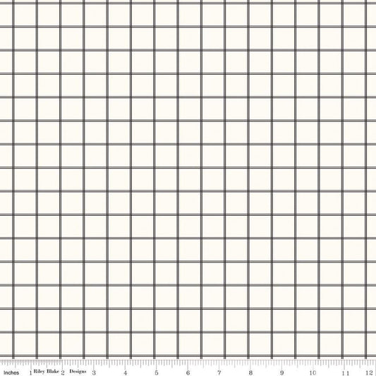 Midnight Meadow - Grid - Cream