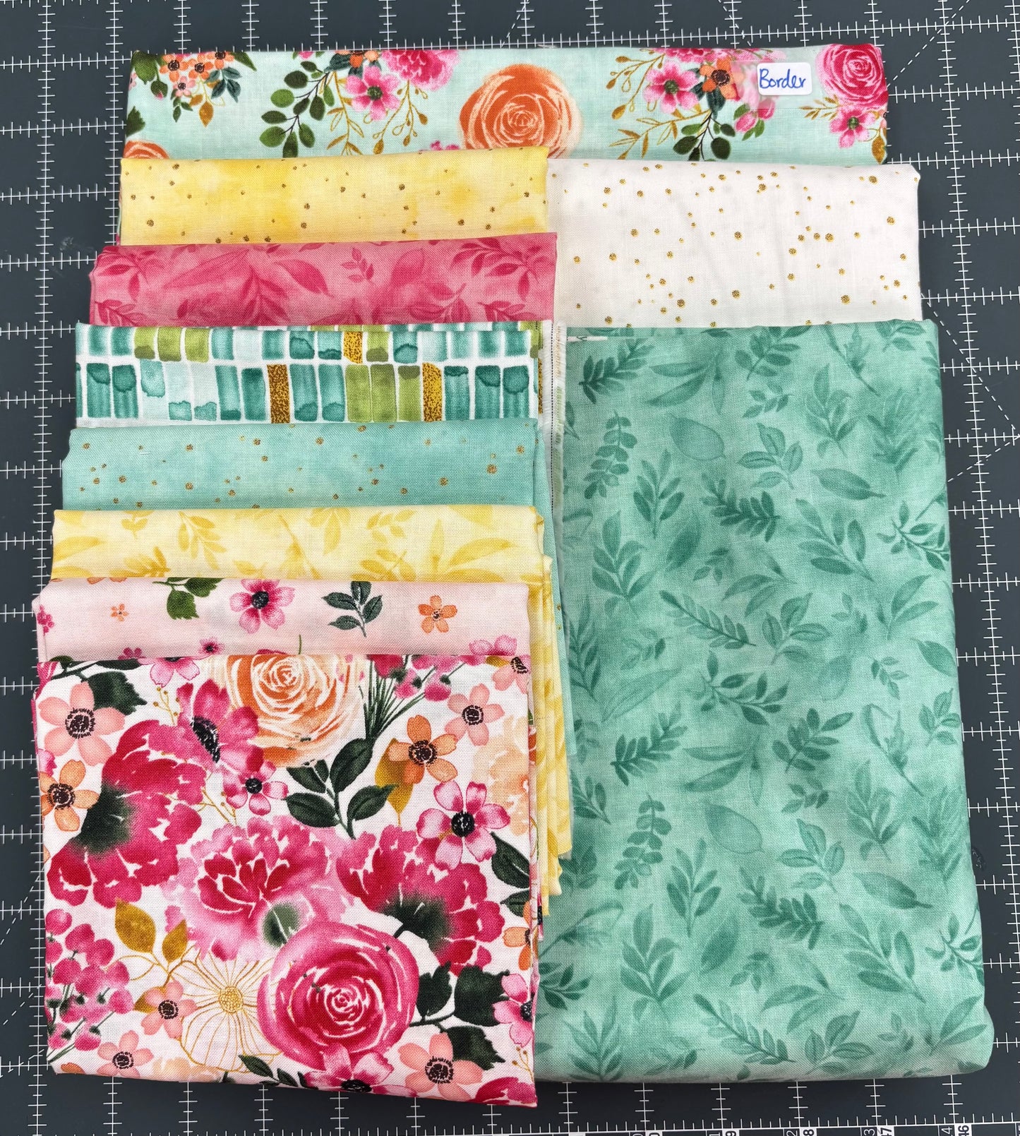 Peony Blossoms Quilt Kit - Green Border