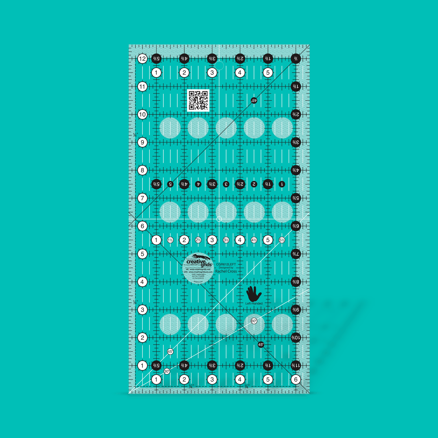 Règle de courtepointe pour gaucher Creative Grids - 6 1/2" x 12 1/2"