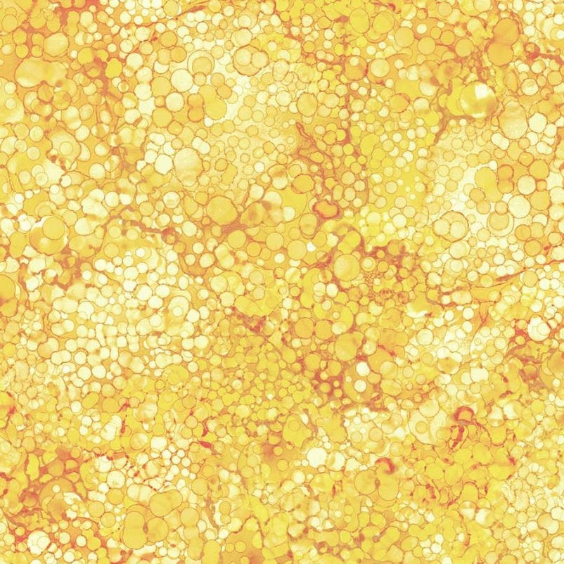 Yellow textured pattern with small bubbles northcoot bliss basics quilting cotton fabric