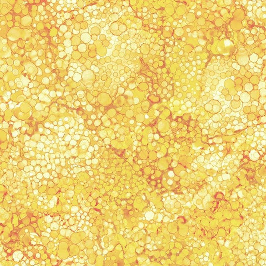Yellow textured pattern with small bubbles northcoot bliss basics quilting cotton fabric