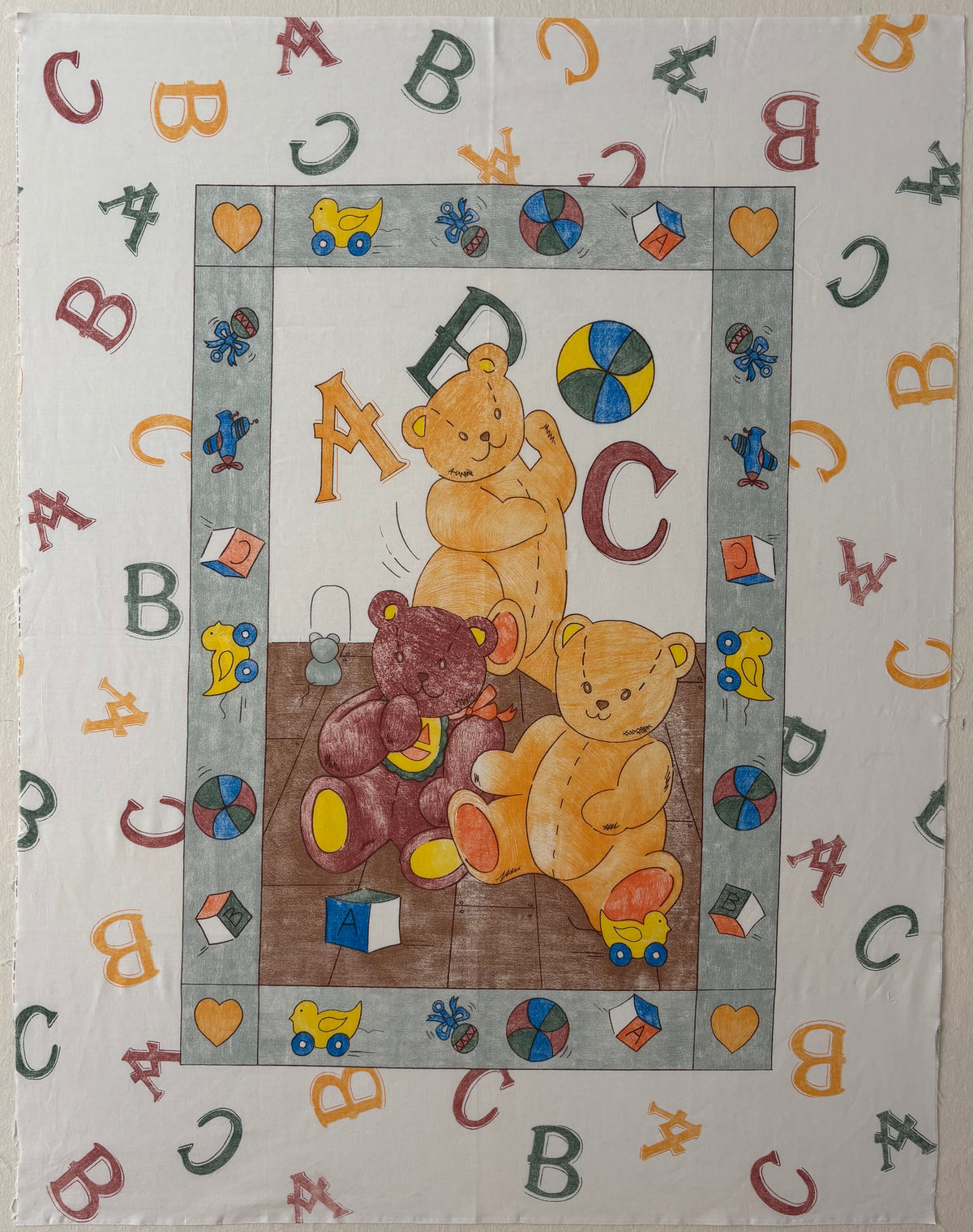 Restash #0131 - Panel - Vintage ABC Teddy Bears