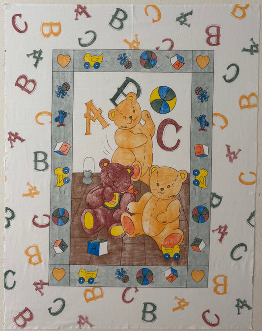 Restash #0131 - Panel - Vintage ABC Teddy Bears