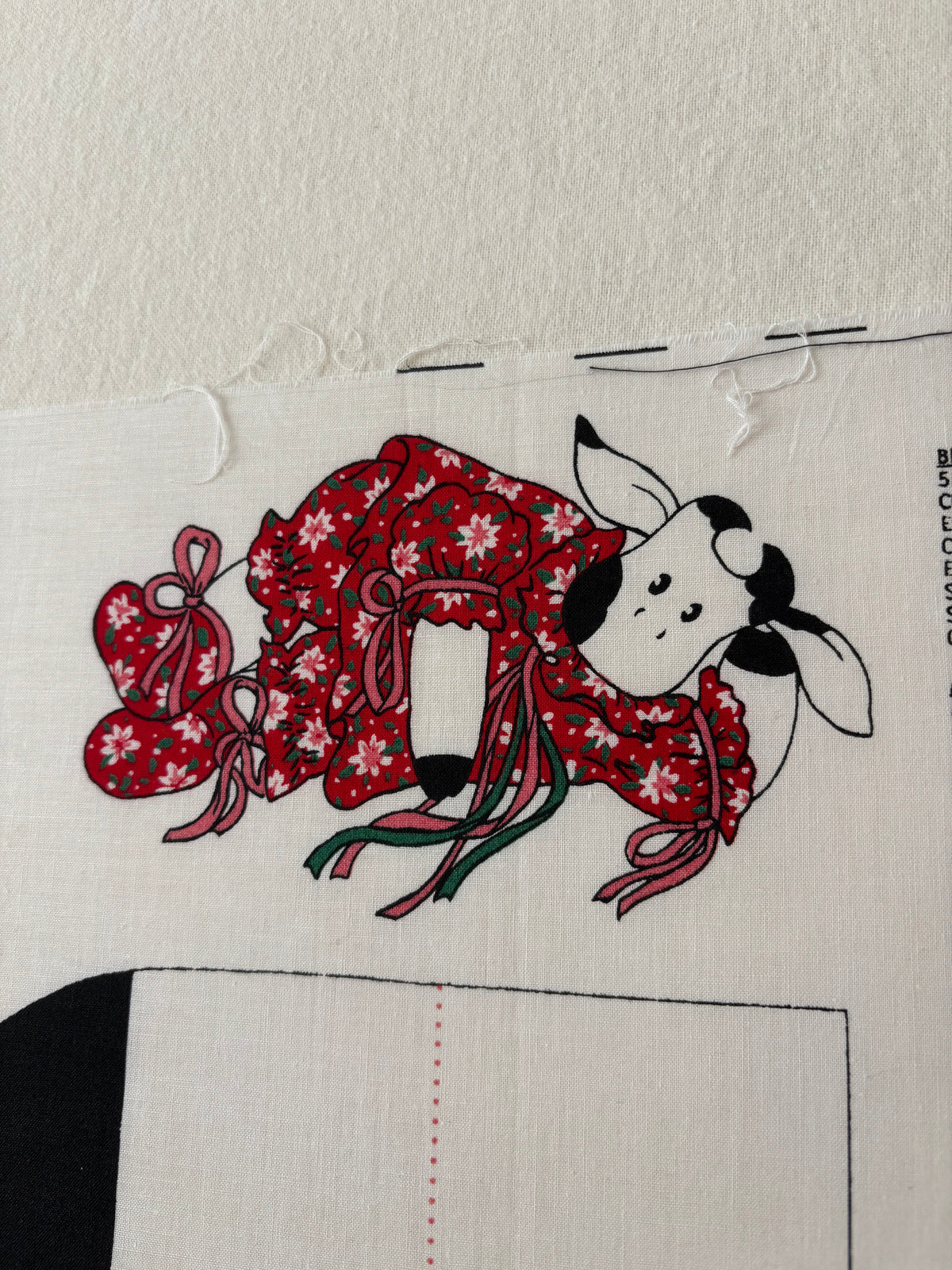 Restash #0126 - Panel - Vintage Christina Christmas Calico Cow