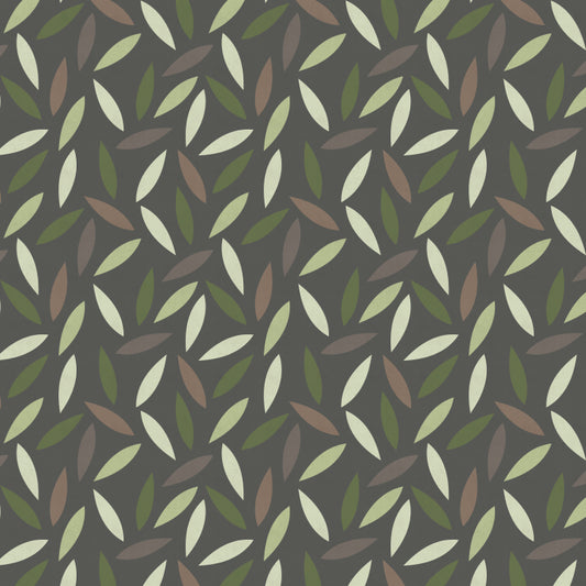 George, Gertrude, Mallory & Maude - Large Leaves Dark - Dandelion Fabric & Co