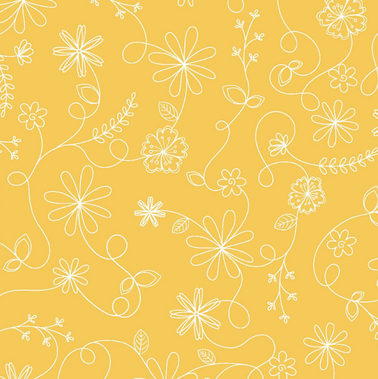 Kimberbell Basics - Swirl Floral - Yellow