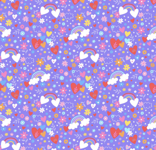 Playtime Flannel - Hearts & Rainbows - Violet