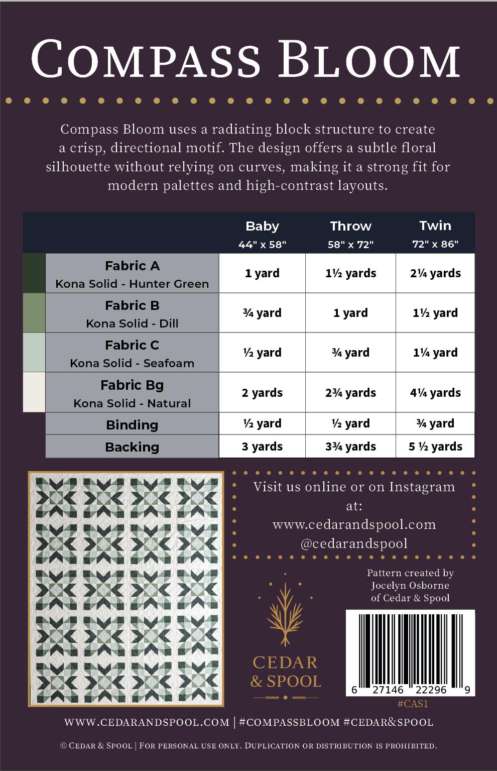 Compass Bloom Pattern (Printed) by Cedar & Spool