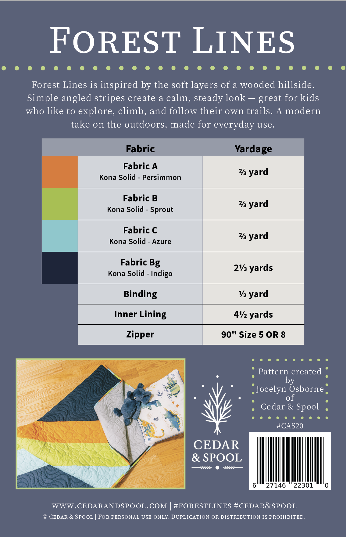 Forest Lines Pattern (PDF Download) by Cedar & Spool