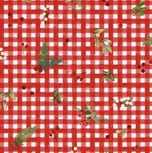 Winter Wreaths - Gingham Greens - Red