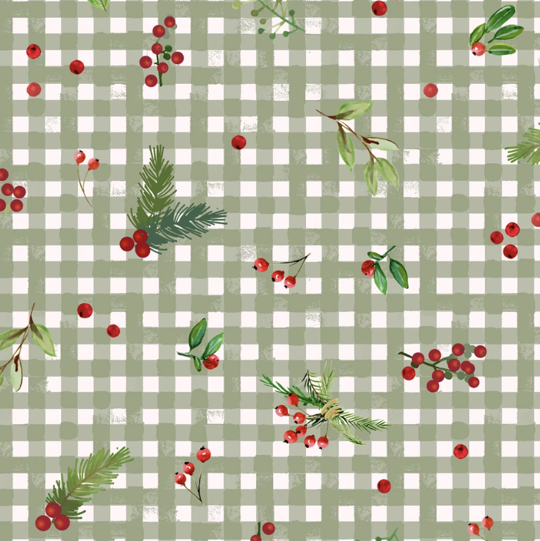 Winter Wreaths - Gingham Greens - Green