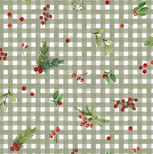 Winter Wreaths - Gingham Greens - Green