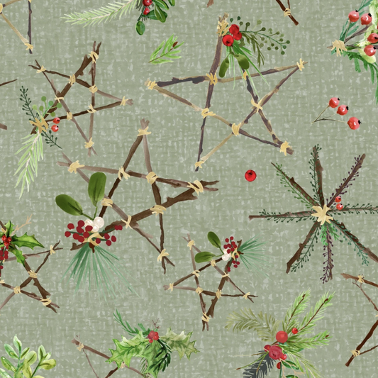 Winter Wreaths - Stars - Green
