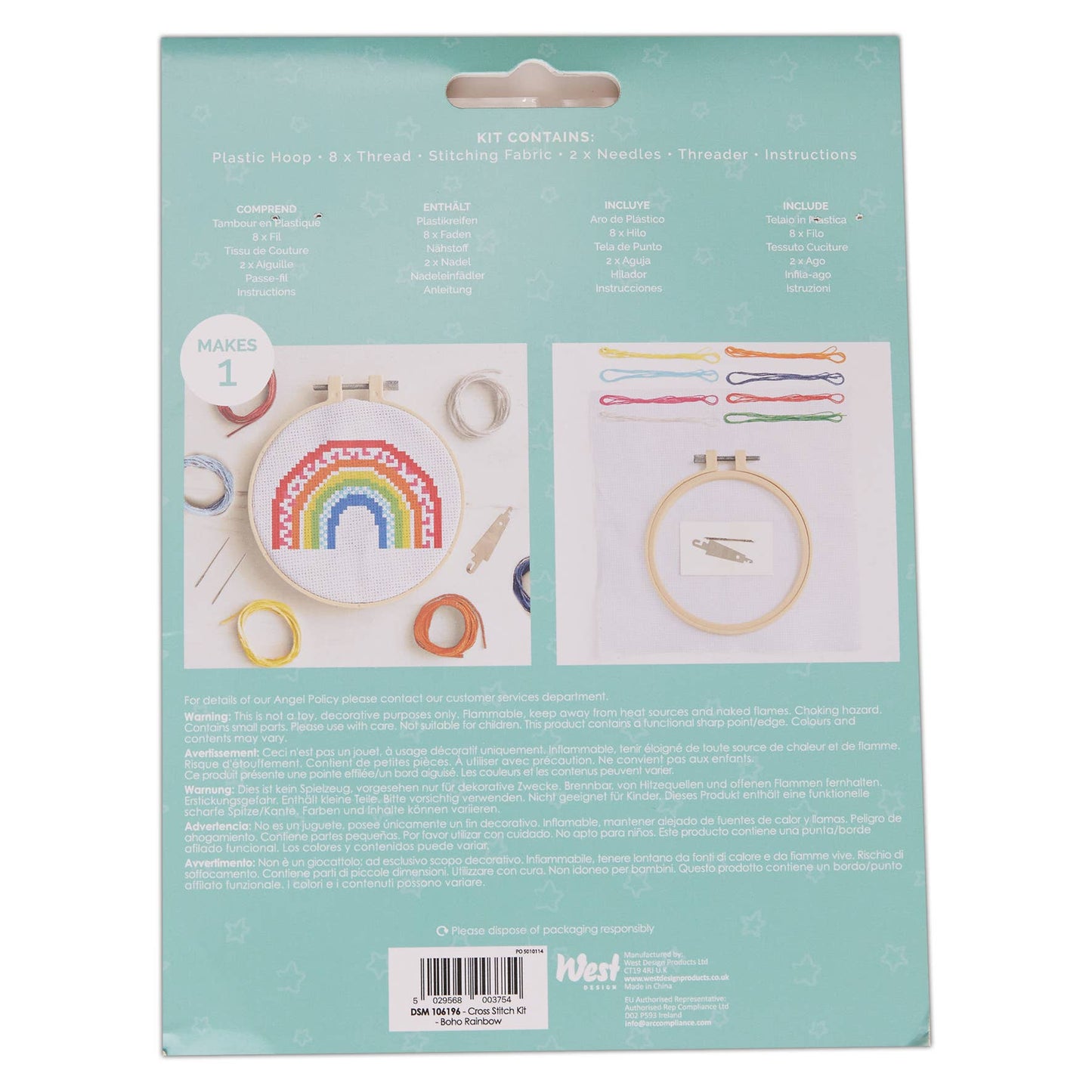 Simply Make Cross Stitch Kit - Boho Rainbow