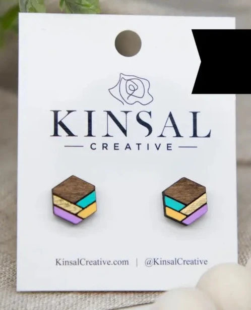 Kinsal Creative Earrings - Hexagon Hatch