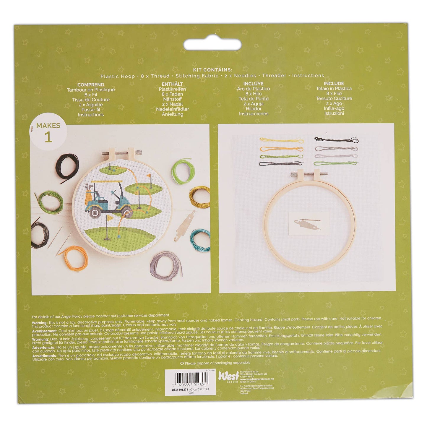 Simply Make Cross Stitch Kit, Golf Design, 8"