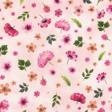 Peony Blossoms - Tossed Flowers on Pink - Cador Textiles