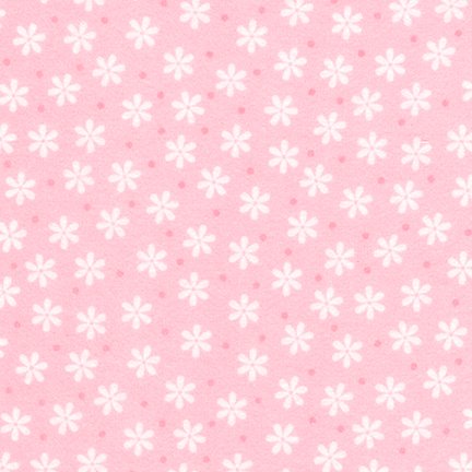 Cozy Cotton Flannel - White Flowers on Pink