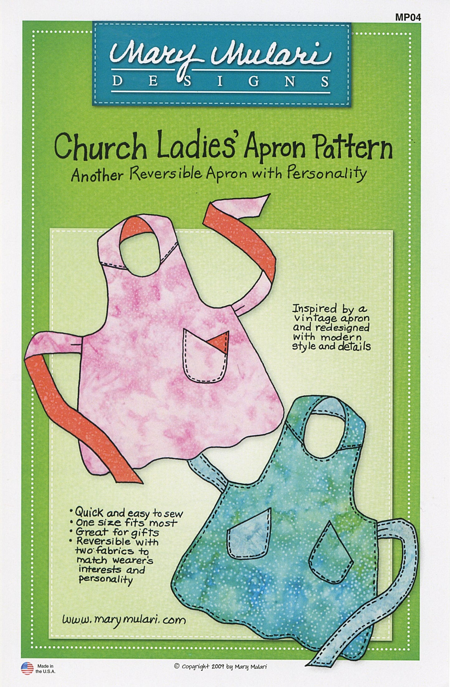 Church Ladies' Apron Pattern by Mary Mulari