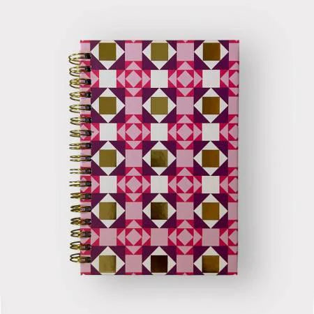 Quilt Jazz Spiral Notebook - pink