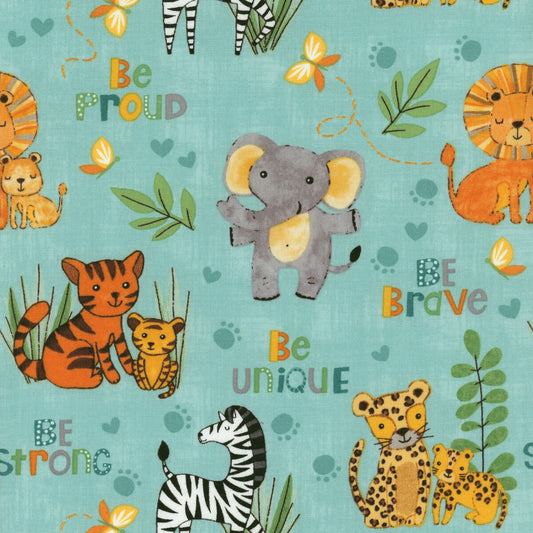 Safari Snuggles - Animals All Over - Teal