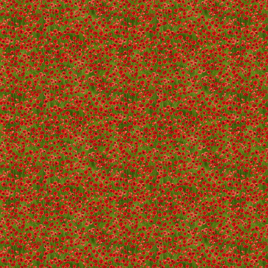 Poppy - red on green - Timeless Treasures